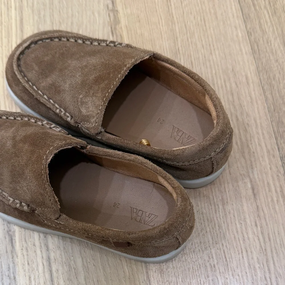Zara Brown Suede Loafers